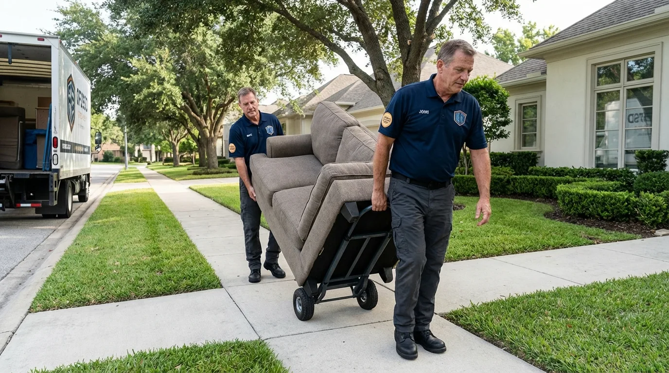 Local residential moving crew loading furniture in Earlville, IL